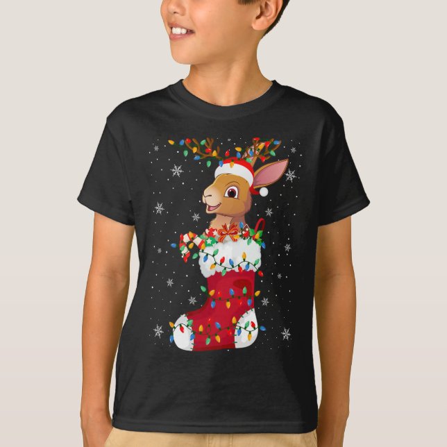 T-shirt Animaux de lièvre de Santa Hat en Chaussettes Lumi (Devant)