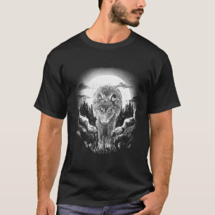 T-shirt Animaux de loup en forêt Lune paysage nocturne