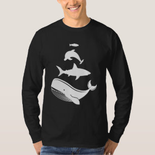 T-shirt Animaux de mer empilés Baleine Requin Dauphin Pois