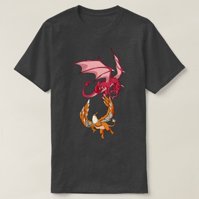 T-shirt Animaux de mythologie dragon vs griffin (Design devant)
