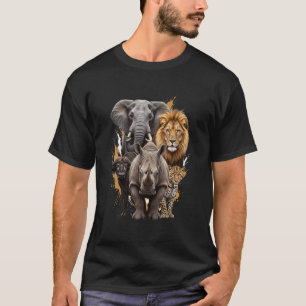 T-shirt Animaux de safari africains Lion Éléphant Léopard