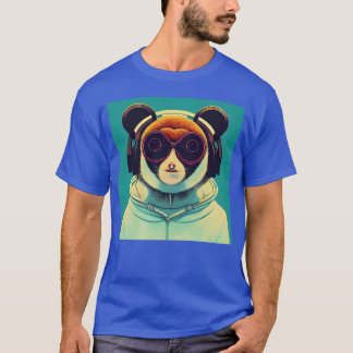 T-shirt animaux écoutant de la musique relaxant la vie ani