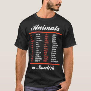 T-shirt Animaux En Suédois Langue Suédoise Fiche Commercia