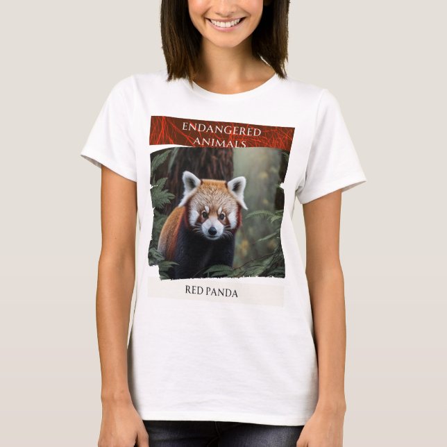 T-shirt Animaux en voie de disparition - Panda rouge (Devant)