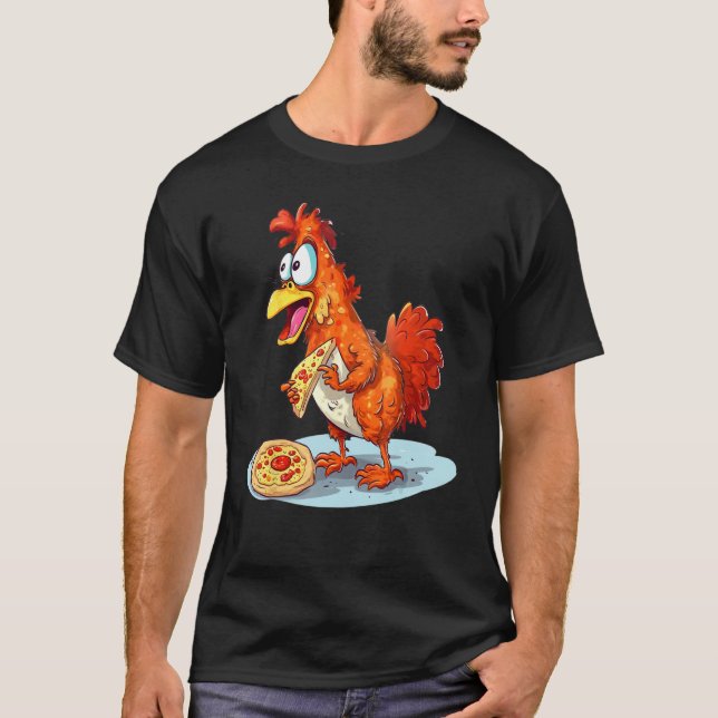 T-shirt animaux et pizza de restauration rapide au poulet (Devant)