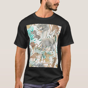 T-shirt Animaux exotiques : Motif d'été aquarelle.