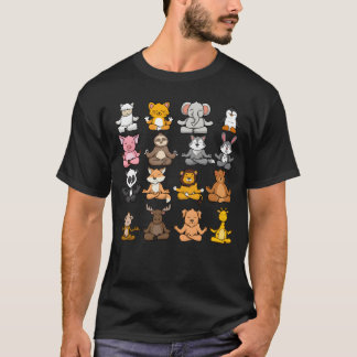 T-shirt Animaux faisant du yoga animaux méditant garçon