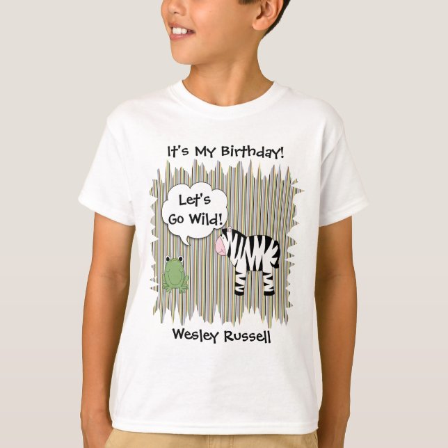 T-shirt Animaux farcis Wild Zebra Boys Tee Ajouter un nom (Devant)