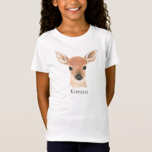 T-Shirt Animaux forestiers Aquarelle Typographie du cerf N
