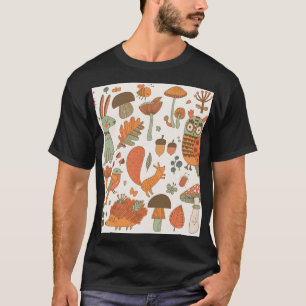 T-shirt Animaux forestiers : Arrière - plan coloré d'autom