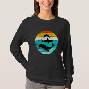 T-shirt Animaux marins empilés rétros Silhouett coucher de