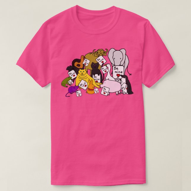 T-shirt Animaux mignons Tenant Valentine ds pour Valentine (Design devant)