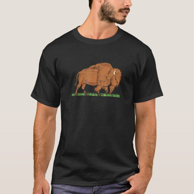 T-shirt Animaux sauvages Zoo gardien Bison Buffle Américai (Devant)