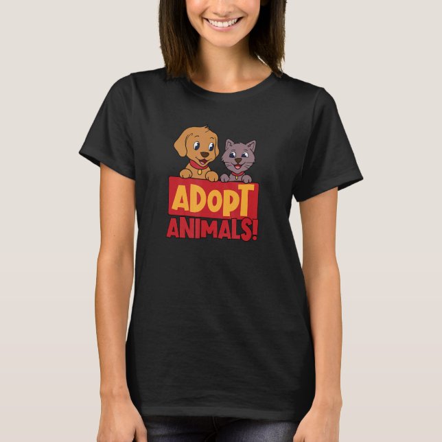 T-shirt Animaux Secourus Enfants Animaux Mignons Chat Et C (Devant)