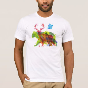 T-shirt Animaux Surimprimer Aquarelles Perdre l'illustrati