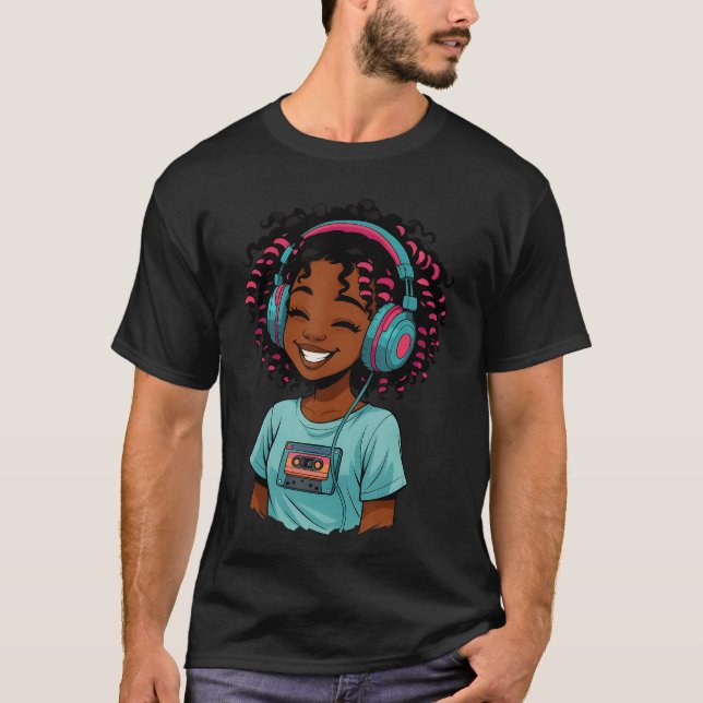 T-shirt Anime and Music Afro Black Girl Women Anime Africa (Devant)
