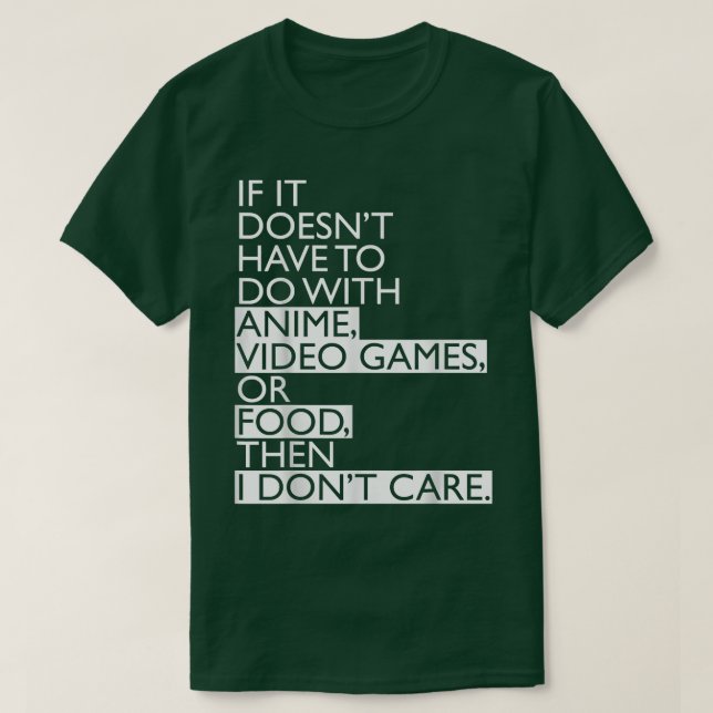 T-shirt Anime   Anime Video Games or Food  (Design devant)