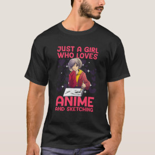 T-shirt Anime Art For Women Ado Girl Anime Merch Sketch A
