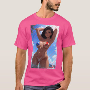 T-shirt Anime Arth Anime Girl Bikini Beach America Girl