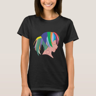 T-shirt Anime aux cheveux colorés