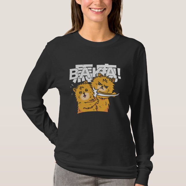 T-shirt Animé Baka Chat Mignon Japonais (Devant)