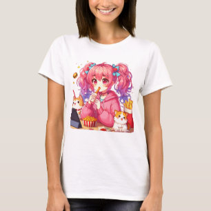 T-shirt Anime Bliss : Fille, Pommes de terre et Animal de