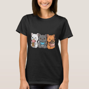 T-shirt Anime Boba Tea Buble Tea Jeu Gamer Ramen Cat