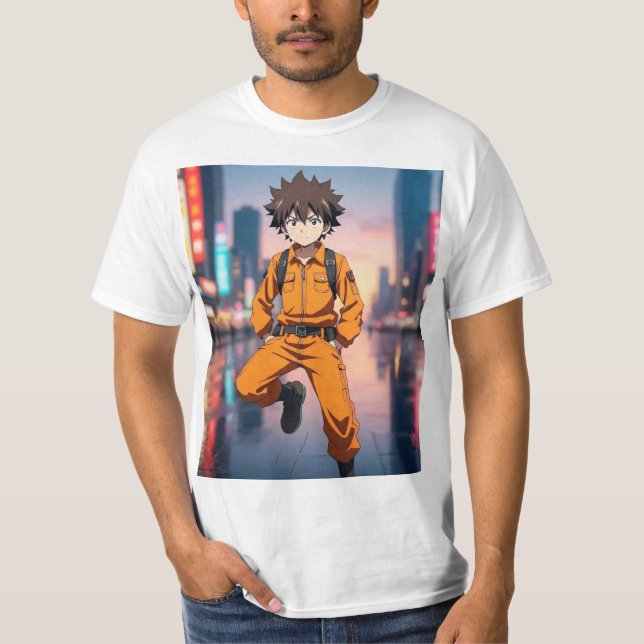 T-shirt Anime Boy in Orange Outfit Ru (Devant)