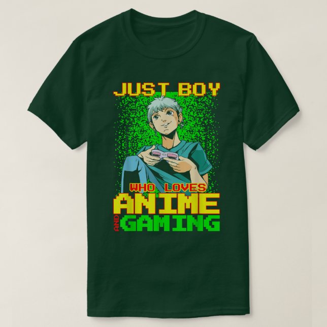 T-shirt Anime Boy Playing Video Games Funny  (Design devant)