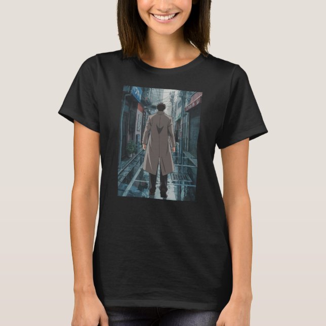 T-shirt Anime Boy Rainy Tokyo Street Manga Japanese Art (Devant)