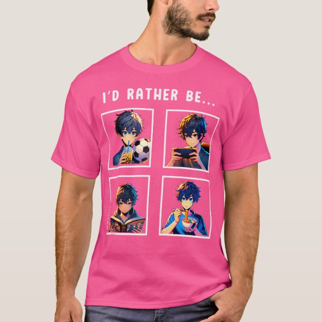 T-shirt Anime Boy Ramen Boba Lecture Esquisse Textes Col (Devant)