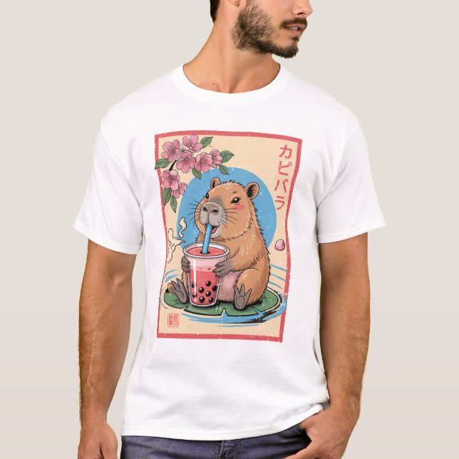 T-shirt Anime Capybara Tee - shirts graphiques Kawaii Vint (Devant)