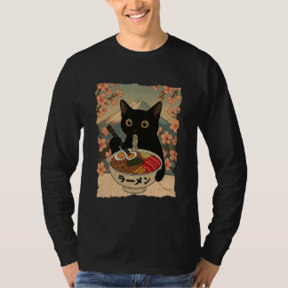 T-shirt Anime Cat Ramen Japanese Funny Cat Graphic Tees An