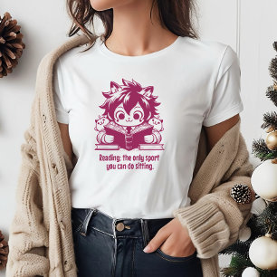 T-shirt Anime Catboy lit un livre et une citation drôle