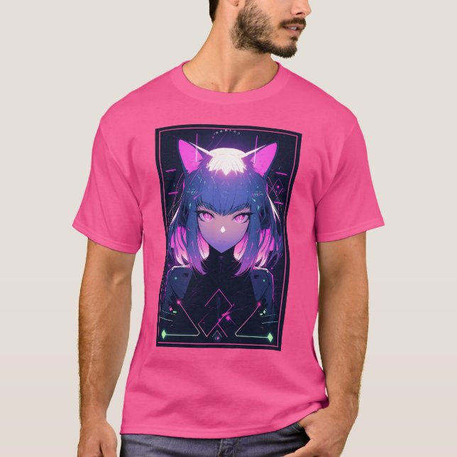T-shirt Anime Chat Girl (Devant)