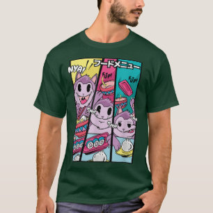 T-shirt Anime Chat Manger Japonais Ramen Noodles Sushi