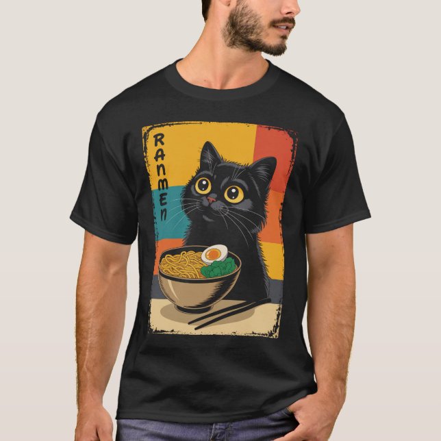 T-shirt Anime Chat Ramen japonais (Devant)