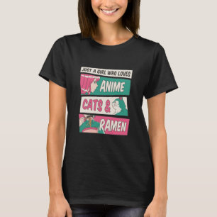 T-shirt Anime, Chats et nouilles