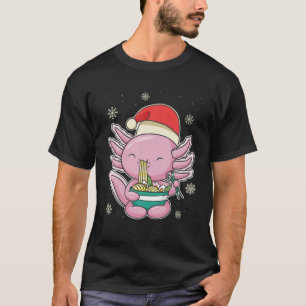 T-shirt Anime Christmas Kawaii Santa Axolotl Eating Noodle