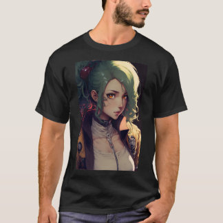 T-shirt Anime Cute Girl with Green Hair