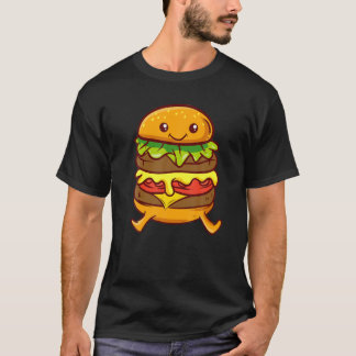 T-shirt Anime Cute Kawaii - Burger - Hamburger - Esthétiqu