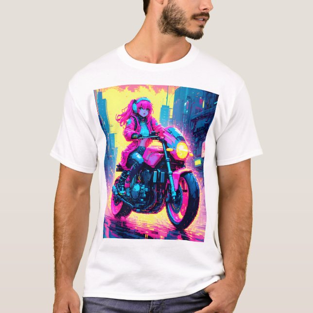 T-shirt Anime Cyber Punk Themed Graphic Shirt (Devant)