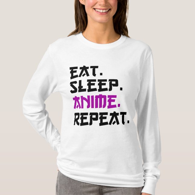 T-shirt Anime de sommeil de manger répéter (Devant)