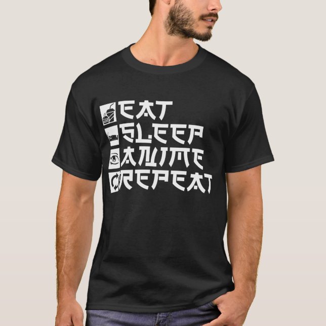 T-shirt Anime de sommeil de manger répéter (Devant)