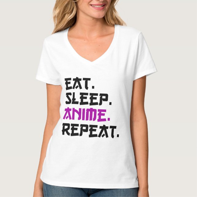 T-shirt Anime de sommeil de manger répéter (Devant)