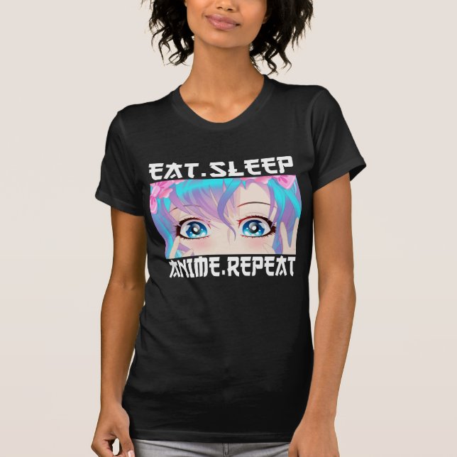 T-shirt Anime de sommeil de manger répéter (Devant)