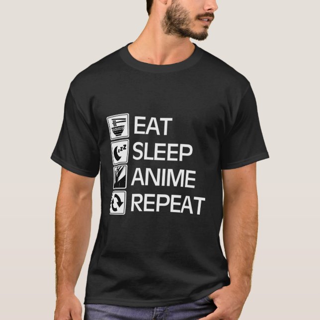 T-shirt Anime de sommeil de manger répéter (Devant)