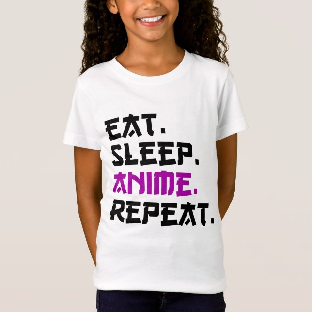 T-Shirt Anime de sommeil de manger répéter (Devant)