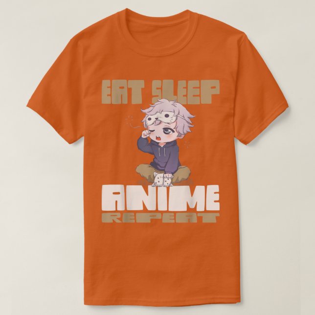 T-shirt Anime de sommeil de manger répéter  (Design devant)