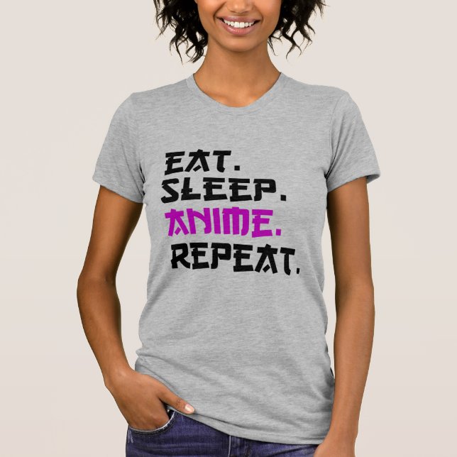 T-shirt Anime de sommeil de manger répéter (Devant)